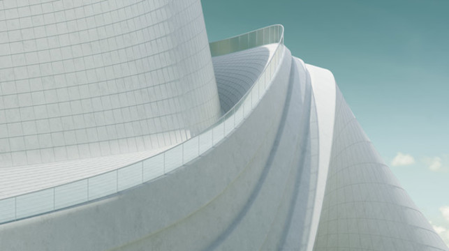 摩登純白石頭紋路建筑場(chǎng)景圖
