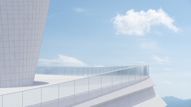摩登純白石頭紋路建筑場(chǎng)景圖
