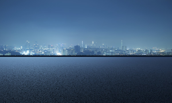 藍灰色基調(diào)吉隆坡夜景道路視角攝影照