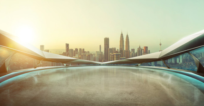 前卫造型平台视野耀眼日出阳光吉隆坡市景