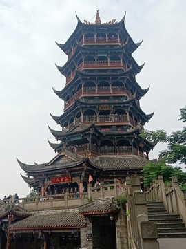 玉壘閣風景區(qū)六角閣樓古風建筑