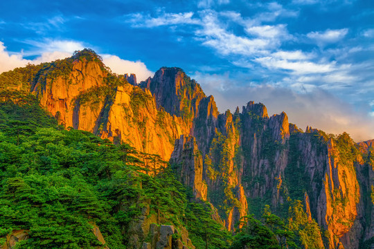 黃山排云亭夕照