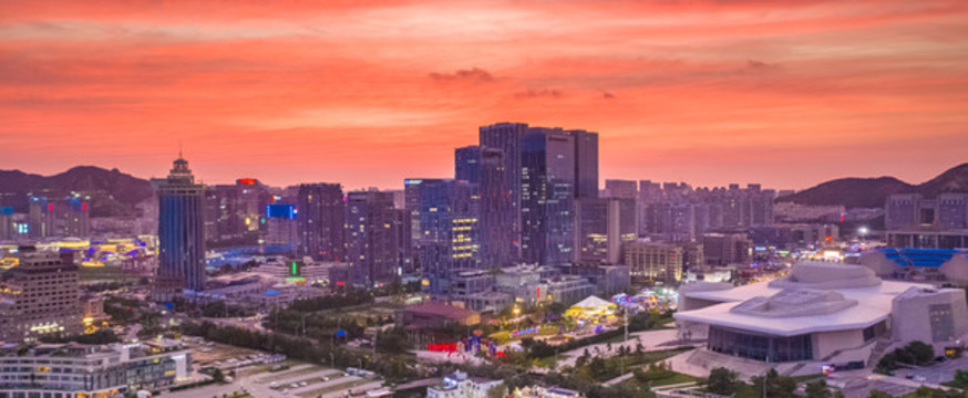 青島嶗山區(qū)建筑風(fēng)光夜景