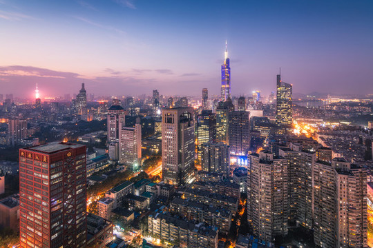 江蘇南京鼓樓區(qū)城市夜景
