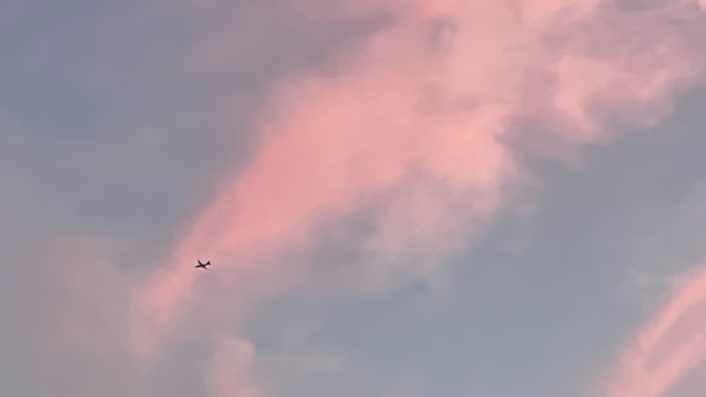 粉紅色的天空和飛機(jī)