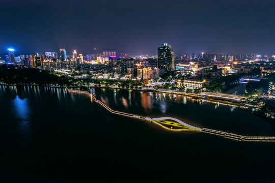 紹興柯橋瓜渚湖湖景航拍