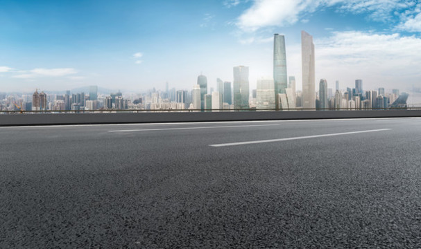 道路地面和現(xiàn)代建筑