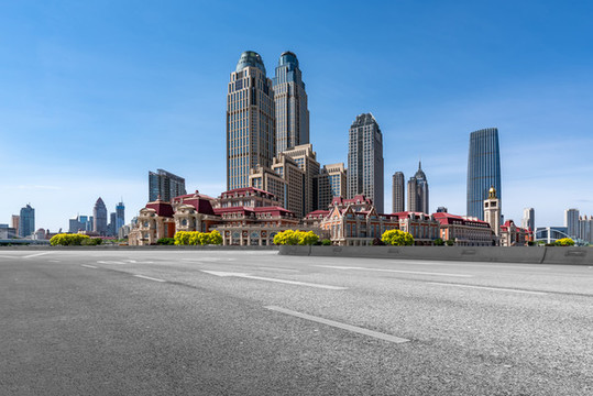 道路交通和建筑群背景