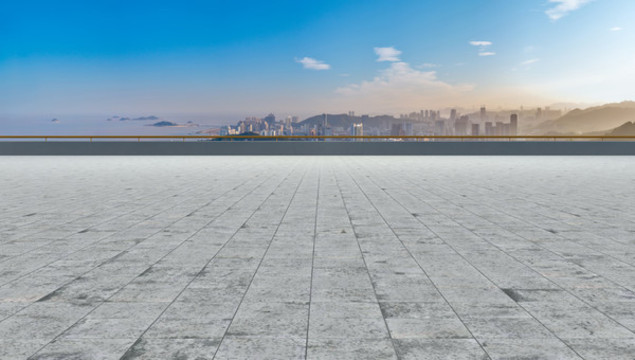 地磚地面和現(xiàn)代建筑
