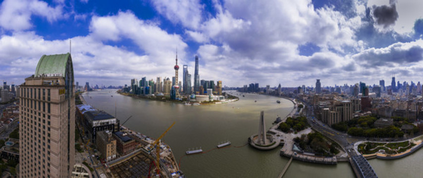 寬幅上海黃浦江蘇州河全景