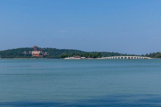 北京頤和園昆明湖十七孔橋