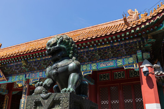 北京頤和園排云門銅獅
