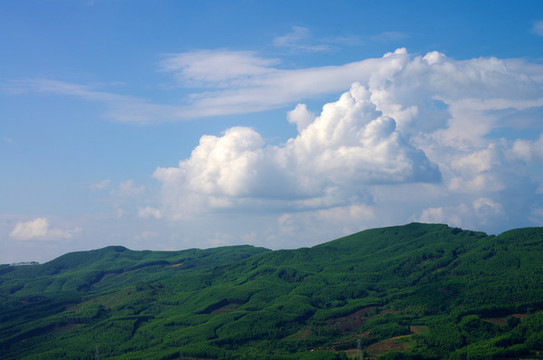 藍(lán)天白云青山綠樹森林