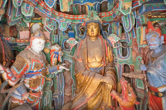 懸空寺北樓三圣殿彩塑