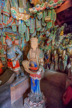 懸空寺北樓三圣殿彩塑