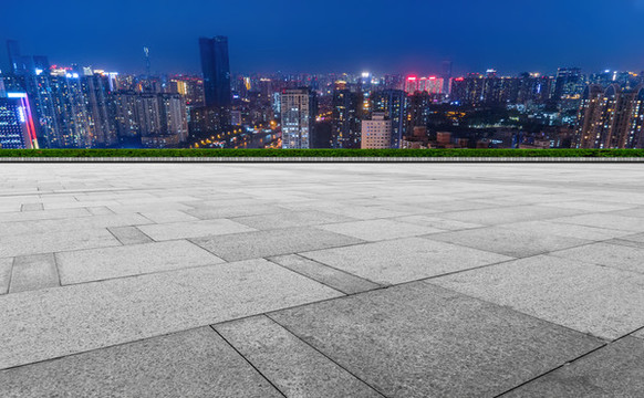 道路地面和城市夜景