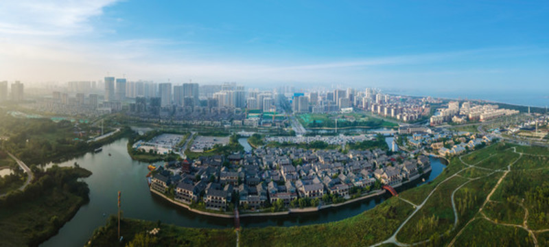 航拍山東日照東夷小鎮(zhèn)風(fēng)景區(qū)