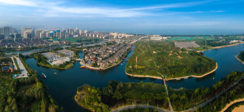 航拍山東日照東夷小鎮(zhèn)全景大畫幅