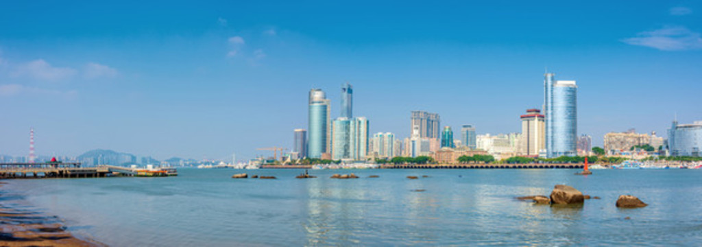 中國(guó)福建廈門島城市全景風(fēng)光
