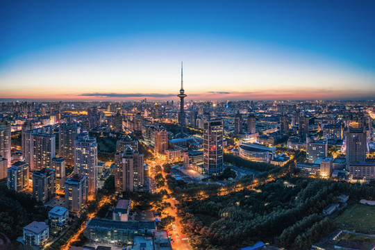 中國黑龍江哈爾濱城市全景航拍
