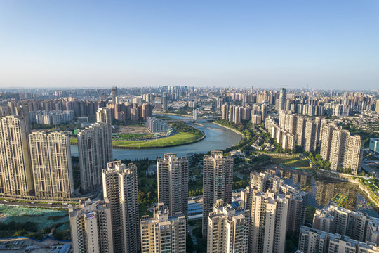 航拍成都天府新區(qū)城市風光