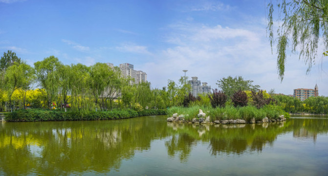天津河道景觀全景