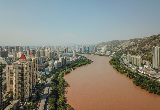 航拍甘肅省蘭州市風(fēng)光