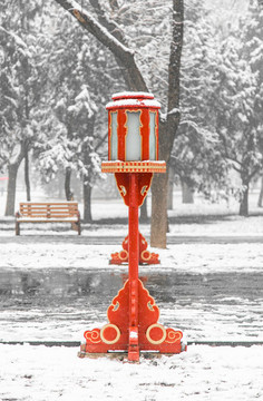下著雪的中國北京天壇公園風(fēng)光