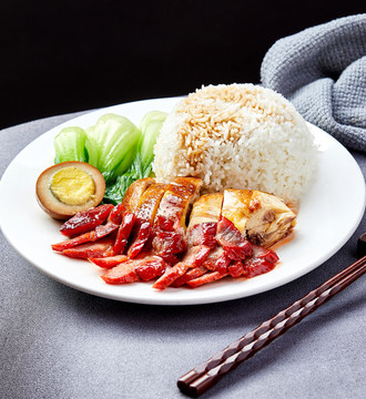 叉燒拼豉油雞飯?zhí)撞? loading=
