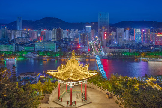 蘭州白塔山夜景