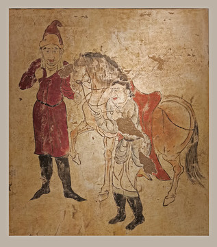 唐墓壁畫備馬圖