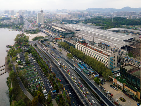 航拍南京火車站
