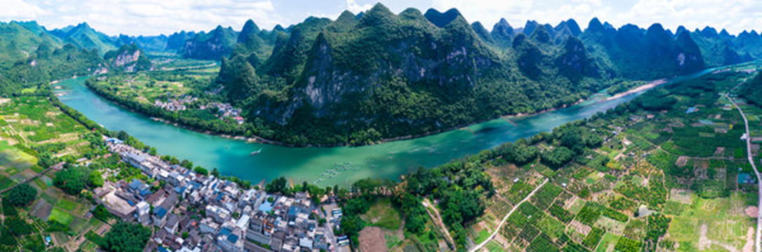 桂林冠巖風(fēng)景區(qū)航拍全景