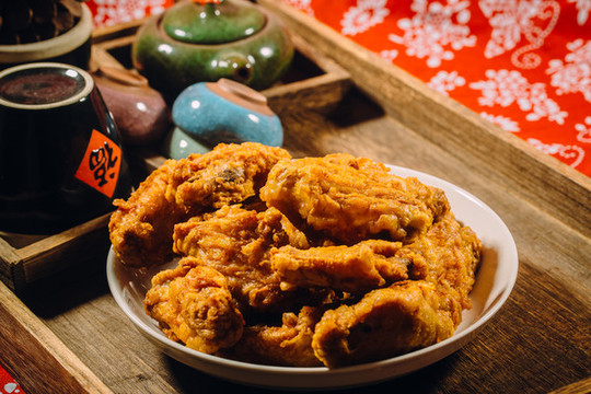 中式背景國(guó)風(fēng)美食雞翅膀