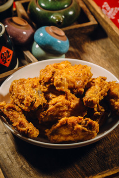 中式背景國風(fēng)美食雞翅膀