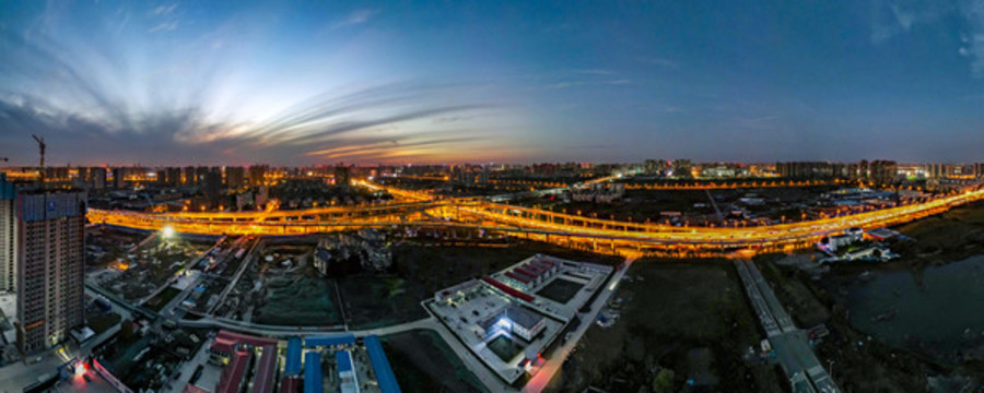 合肥郎溪路與裕溪路交口航拍夜景