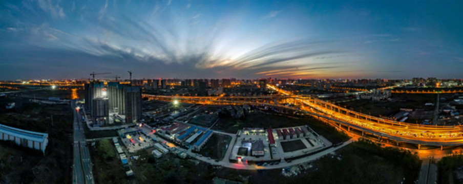合肥郎溪路與裕溪路交口航拍夜景