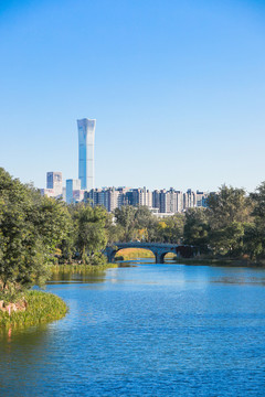 北京地標建筑中國尊與摩天輪