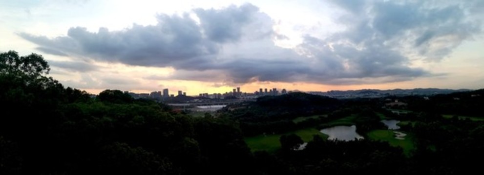 城市傍晚全景