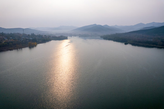 航拍濟南兩岔河水庫