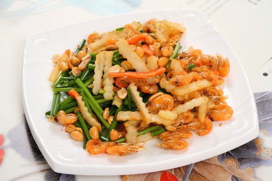 韭菜花炒河蝦