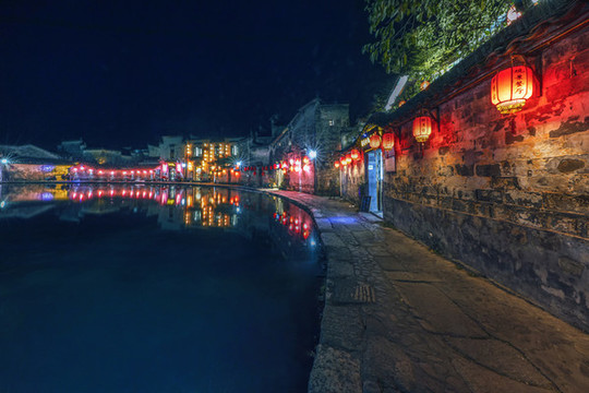 高清唯美安徽宏村夜景