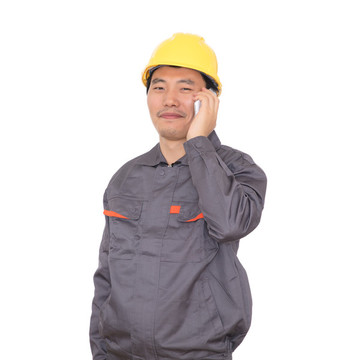 農民工正在打電話