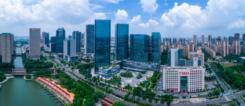 佛山千燈湖區(qū)域建筑群全景航拍