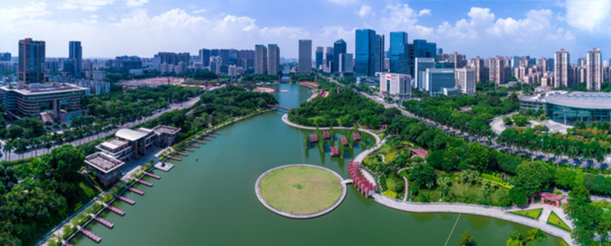 佛山千燈湖區(qū)域城市建筑風(fēng)光全景