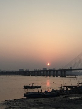 晉江大橋江濱夕陽