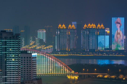 湖北武漢城市天際線風光