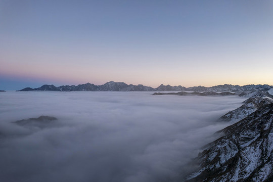 航拍巴朗山高山云海晚霞風(fēng)光