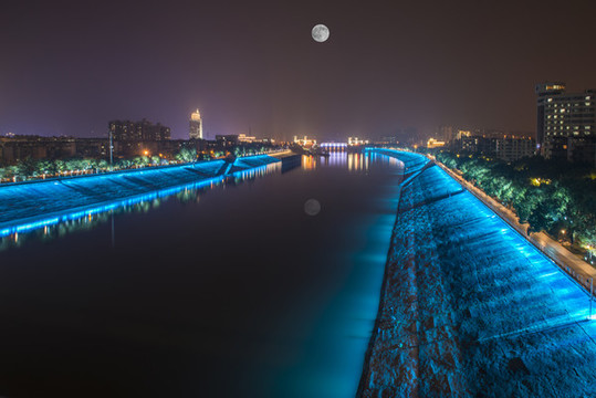 葛洲壩船閘夜景