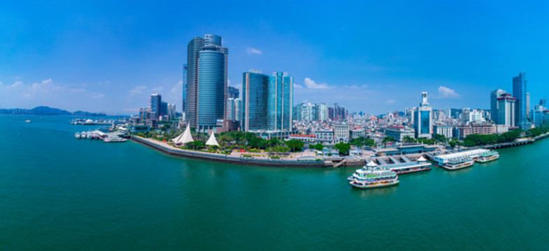 全景航拍廈門濱海風光